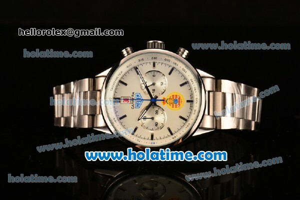 Tag Heuer Carrera Ferrari Chrono Miyota OS20 Quartz Full Steel with White Dial and Stick Markers - Click Image to Close